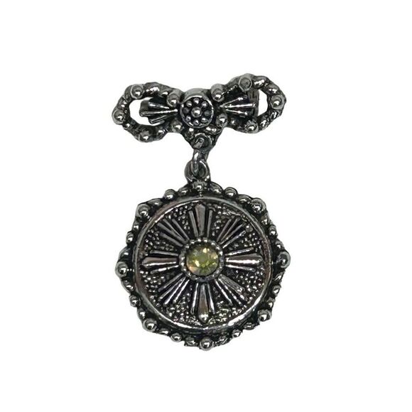 Vintage Dangle Brooch Pin Women's OS Silver-Tone Aurora Borealis Rhinestone Bow - Picture 1 of 8